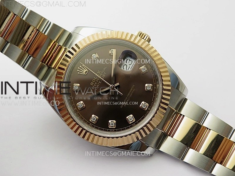 DateJust 41mm 126331 904 SS RG AR+F 1:1 Brown Dial Diamond Markers On SS RG Oyster Bracelet DD3235 V2