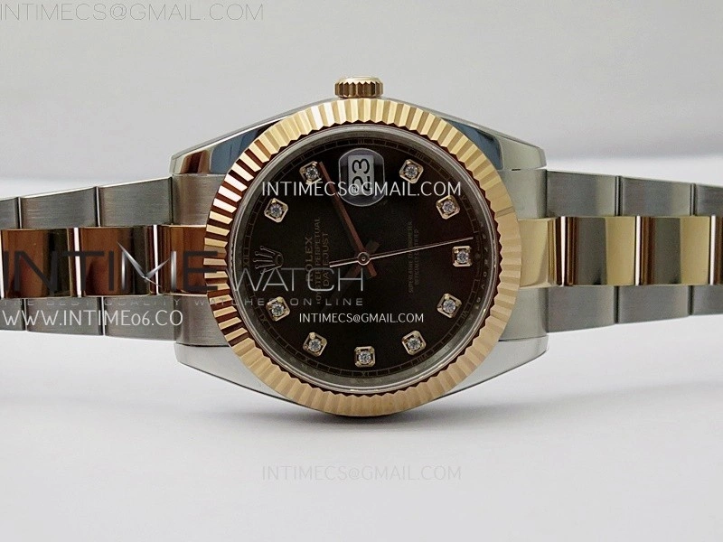 DateJust 41mm 126331 904 SS RG AR+F 1:1 Brown Dial Diamond Markers On SS RG Oyster Bracelet DD3235 V2