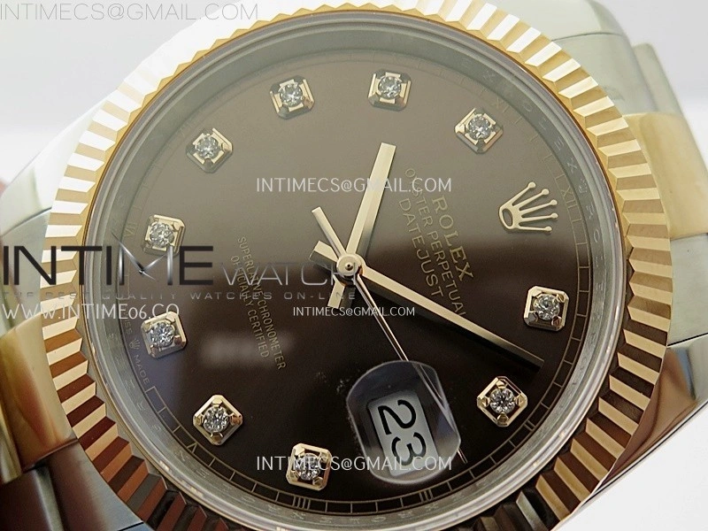 DateJust 41mm 126331 904 SS RG AR+F 1:1 Brown Dial Diamond Markers On SS RG Oyster Bracelet DD3235 V2
