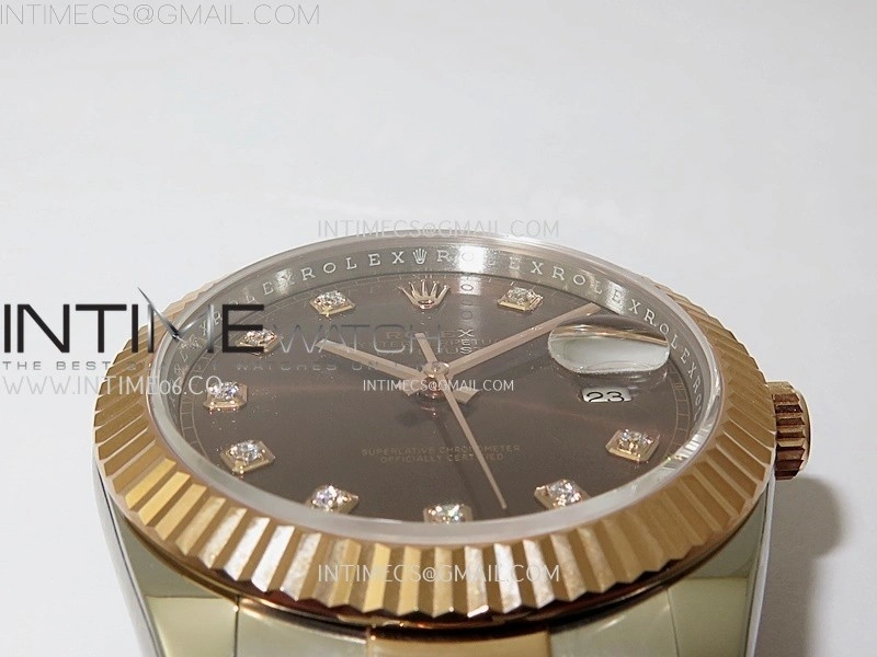 DateJust 41mm 126331 904 SS RG AR+F 1:1 Brown Dial Diamond Markers On SS RG Oyster Bracelet DD3235 V2