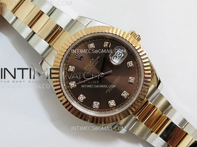 DateJust 41mm 126331 904 SS RG AR+F 1:1 Brown Dial Diamond Markers On SS RG Oyster Bracelet DD3235 V2