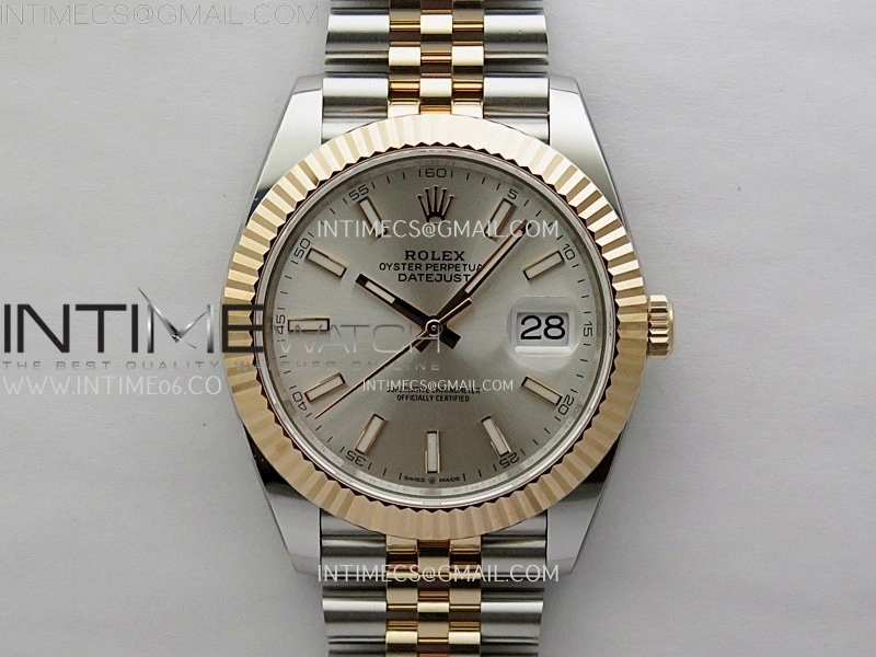 DateJust 41mm 126331 904 SS RG AR+F 1:1 Silver Dial Stick Markers On SS RG Jubilee Bracelet DD3235 V2