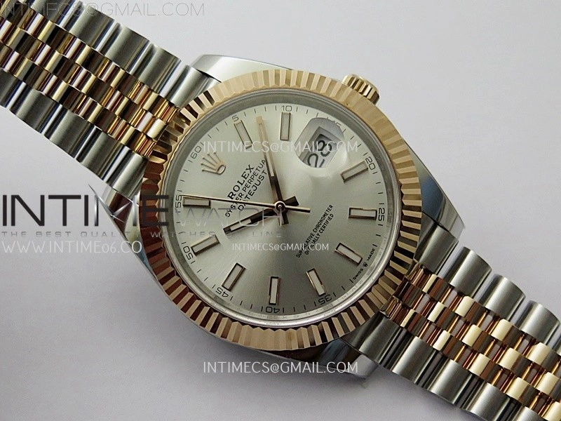 DateJust 41mm 126331 904 SS RG AR+F 1:1 Silver Dial Stick Markers On SS RG Jubilee Bracelet DD3235 V2