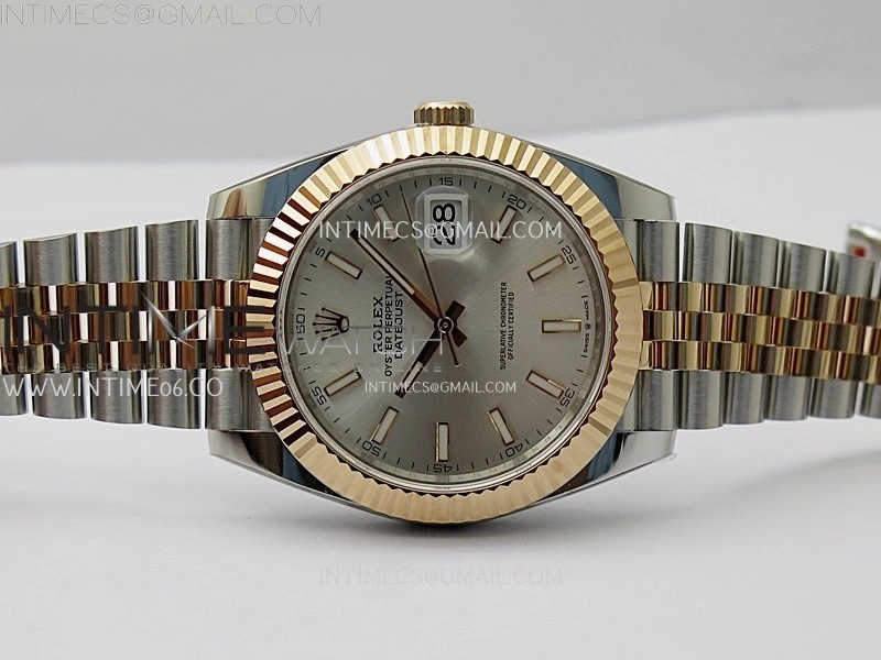 DateJust 41mm 126331 904 SS RG AR+F 1:1 Silver Dial Stick Markers On SS RG Jubilee Bracelet DD3235 V2