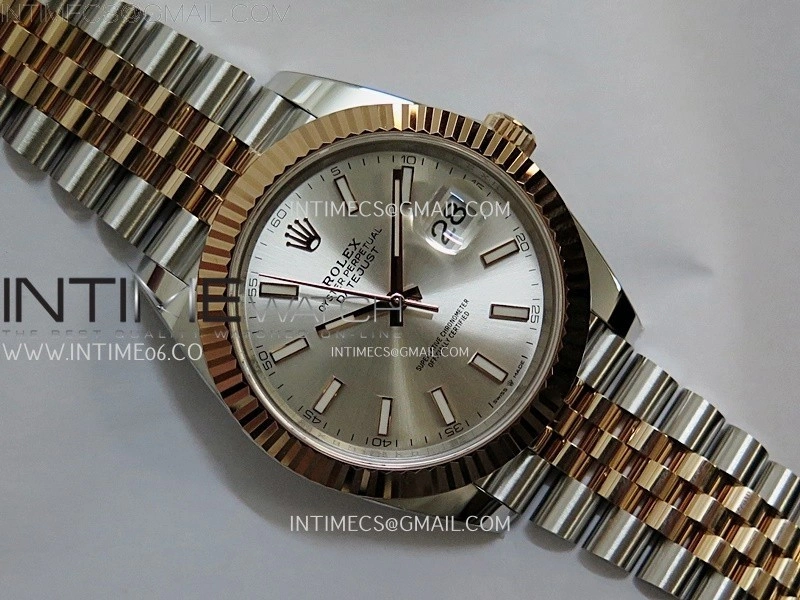 DateJust 41mm 126331 904 SS RG AR+F 1:1 Silver Dial Stick Markers On SS RG Jubilee Bracelet DD3235 V2