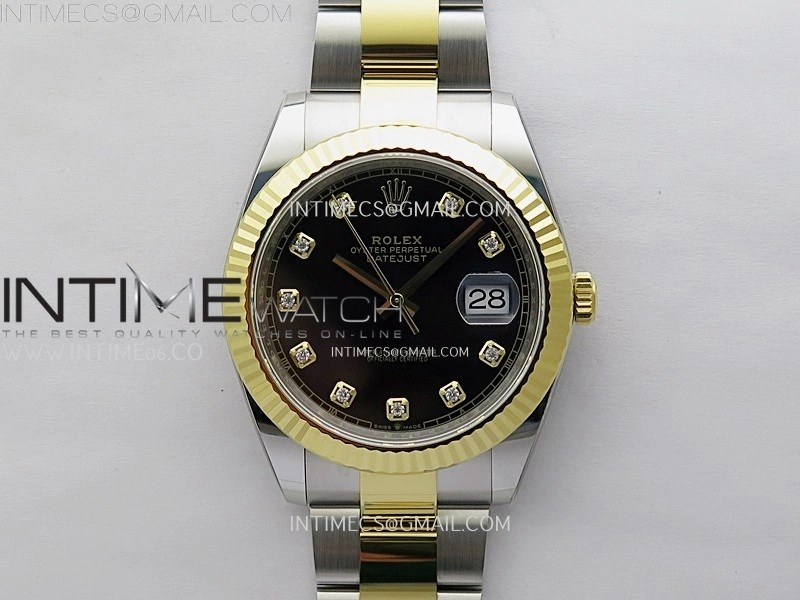 DateJust 41mm 126333 904 SS YG AR+F 1:1 Black Dial Diamond Markers On SS YG Oyster Bracelet DD3235 V2