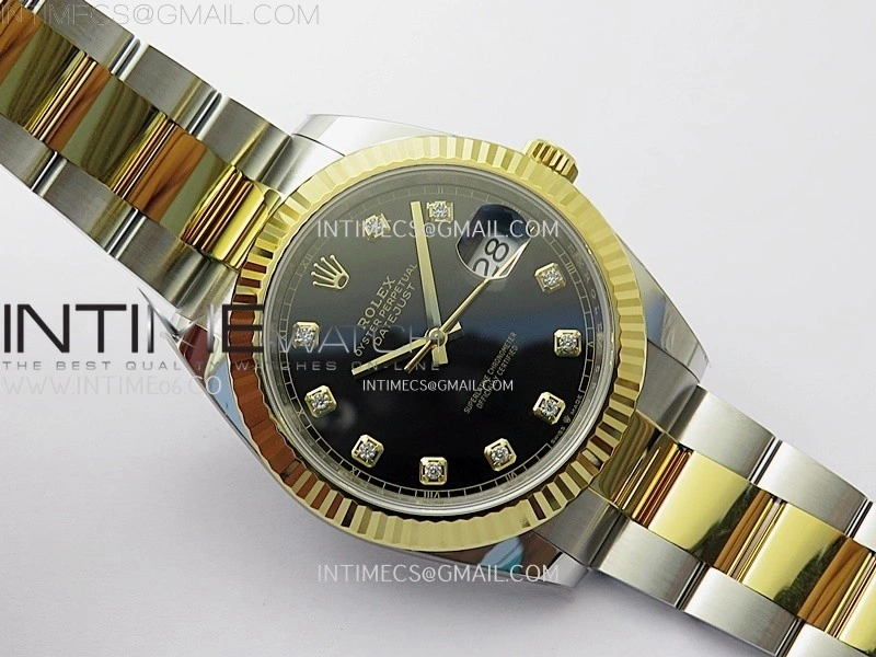 DateJust 41mm 126333 904 SS YG AR+F 1:1 Black Dial Diamond Markers On SS YG Oyster Bracelet DD3235 V2