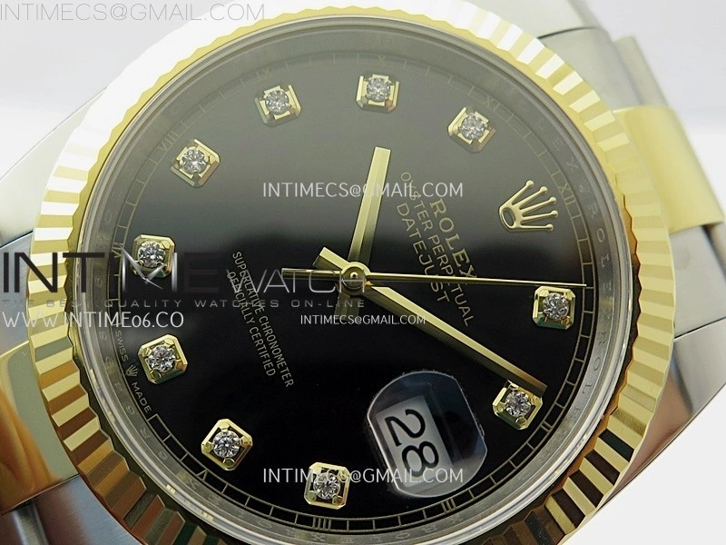 DateJust 41mm 126333 904 SS YG AR+F 1:1 Black Dial Diamond Markers On SS YG Oyster Bracelet DD3235 V2