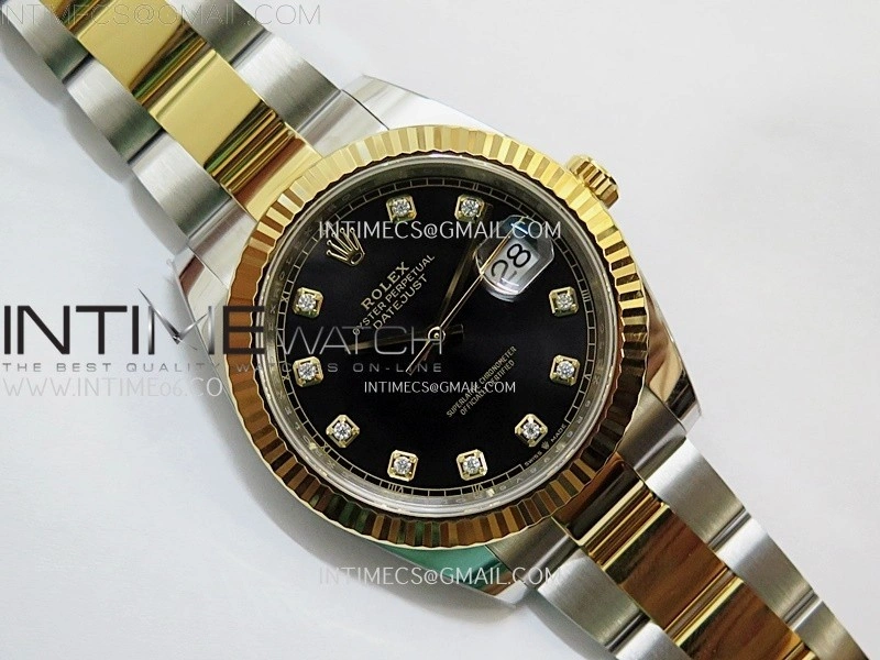DateJust 41mm 126333 904 SS YG AR+F 1:1 Black Dial Diamond Markers On SS YG Oyster Bracelet DD3235 V2