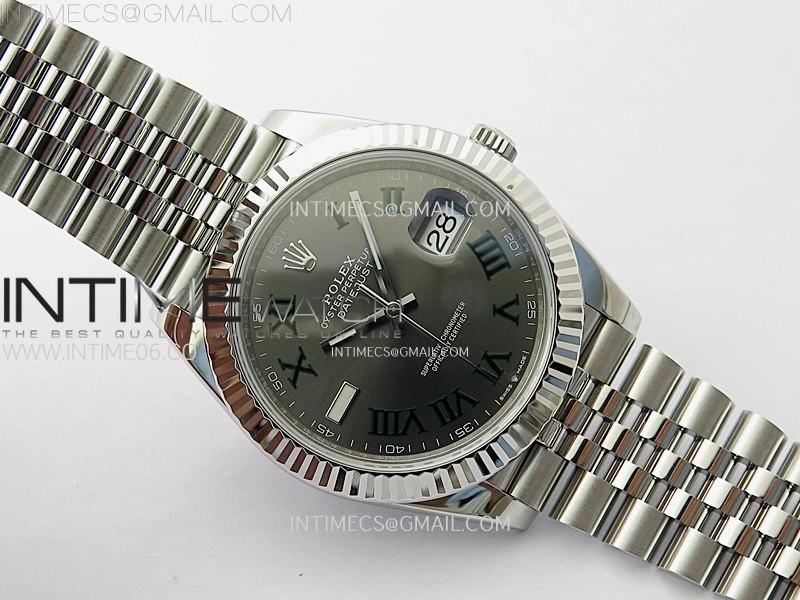 DateJust 41 126334 904L SS VSF 1:1 Best Edition Gray Dial Green Roman on Jubilee Bracelet VS3235