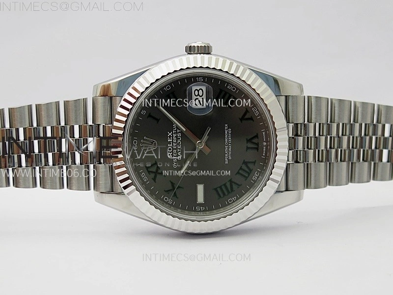 DateJust 41 126334 904L SS VSF 1:1 Best Edition Gray Dial Green Roman on Jubilee Bracelet VS3235