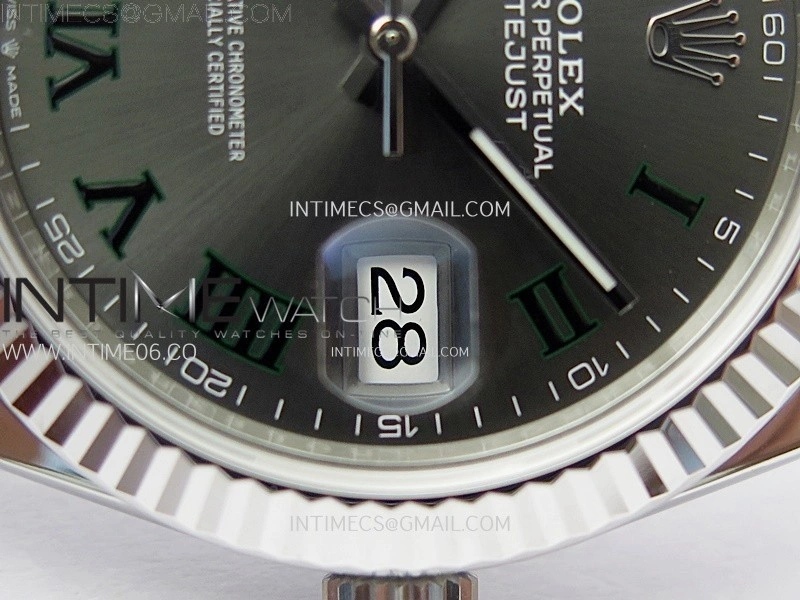 DateJust 41 126334 904L SS VSF 1:1 Best Edition Gray Dial Green Roman on Jubilee Bracelet VS3235