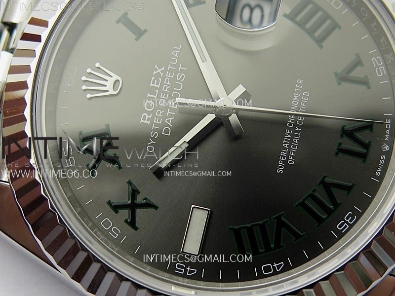 DateJust 41 126334 904L SS VSF 1:1 Best Edition Gray Dial Green Roman on Jubilee Bracelet VS3235