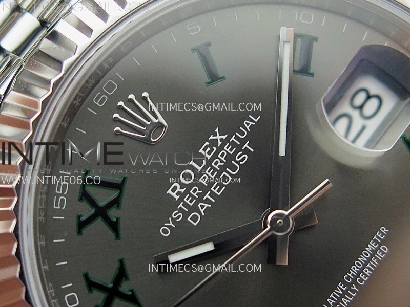 DateJust 41 126334 904L SS VSF 1:1 Best Edition Gray Dial Green Roman on Jubilee Bracelet VS3235