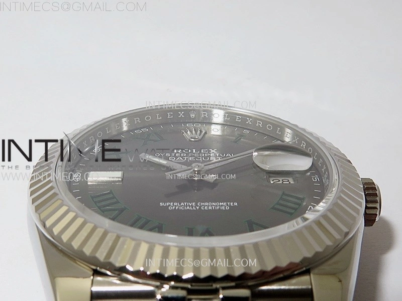 DateJust 41 126334 904L SS VSF 1:1 Best Edition Gray Dial Green Roman on Jubilee Bracelet VS3235