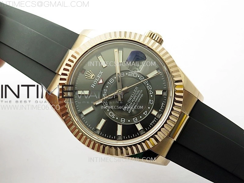Sky-Dweller 336235 RG Noob 1:1 Best Edition Gray Dial on Black Rubber Strap Asian 23J to 9001