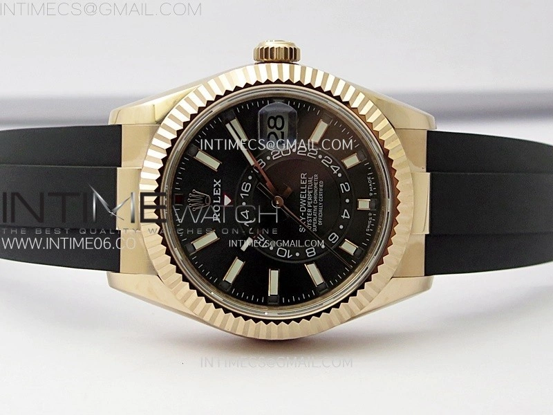 Sky-Dweller 336235 RG Noob 1:1 Best Edition Gray Dial on Black Rubber Strap Asian 23J to 9001