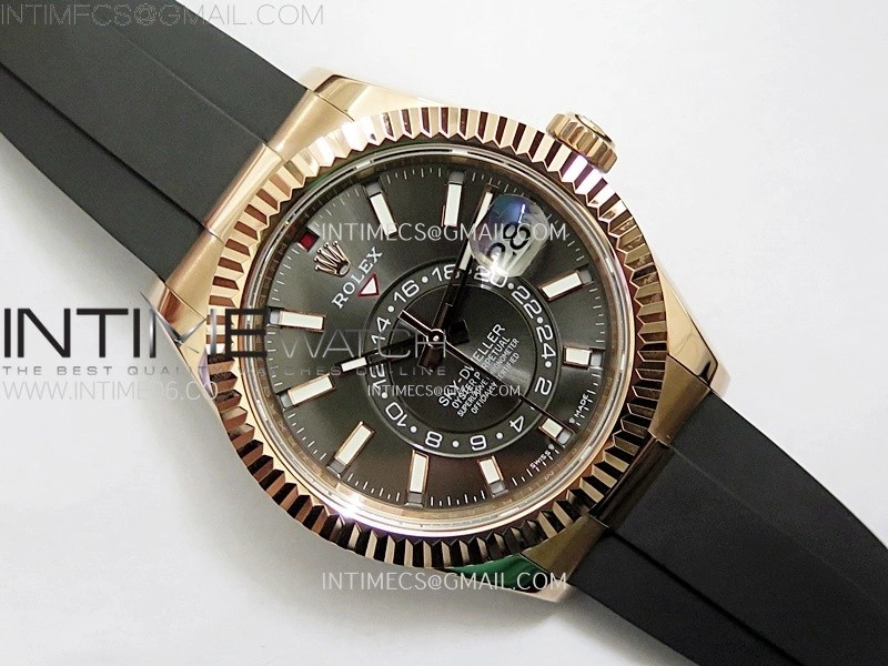 Sky-Dweller 336235 RG Noob 1:1 Best Edition Gray Dial on Black Rubber Strap Asian 23J to 9001