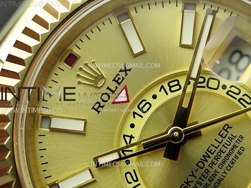 Sky-Dweller 336238 YG Noob 1:1 Best Edition Gold Dial on Black Rubber Strap Asian 23J to 9001