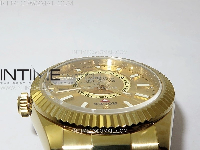Sky-Dweller 336238 YG Noob 1:1 Best Edition Gold Dial on Black Rubber Strap Asian 23J to 9001
