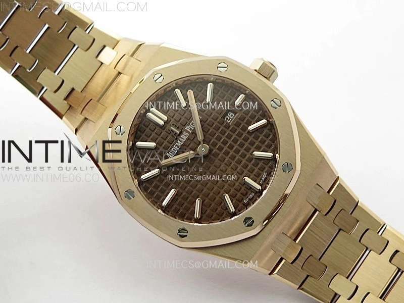 Lady Royal Oak 33mm 67651 RG ZF 1:1 Best Edition Brown Textured Dial on RG Bracelet RONDA Quartz
