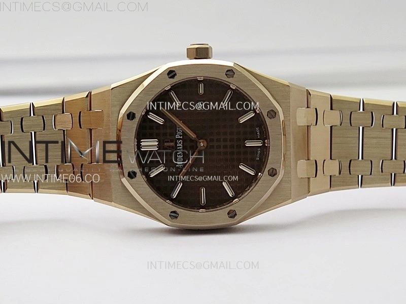 Lady Royal Oak 33mm 67651 RG ZF 1:1 Best Edition Brown Textured Dial on RG Bracelet RONDA Quartz