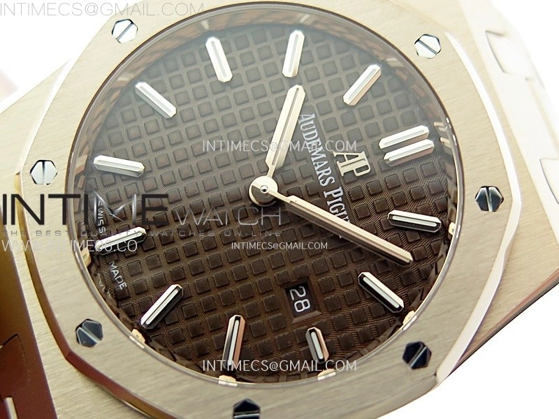 Lady Royal Oak 33mm 67651 RG ZF 1:1 Best Edition Brown Textured Dial on RG Bracelet RONDA Quartz