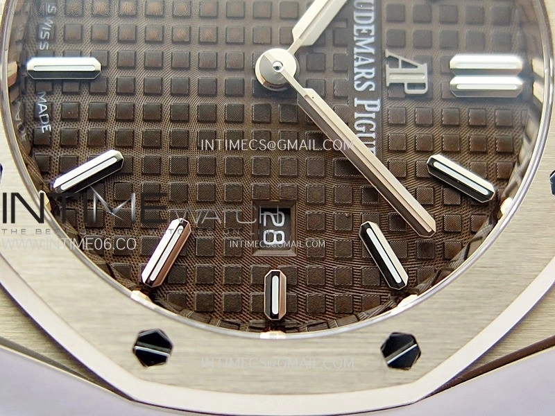 Lady Royal Oak 33mm 67651 RG ZF 1:1 Best Edition Brown Textured Dial on RG Bracelet RONDA Quartz