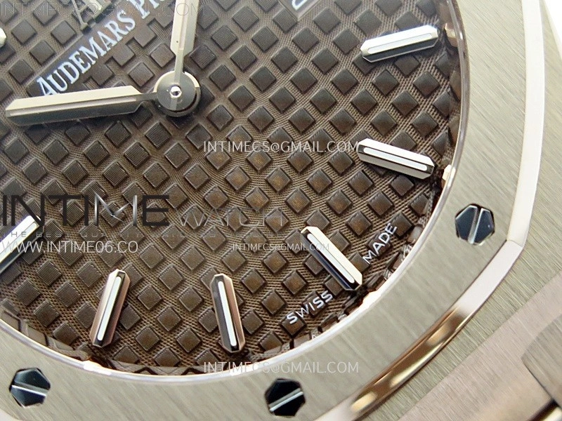 Lady Royal Oak 33mm 67651 RG ZF 1:1 Best Edition Brown Textured Dial on RG Bracelet RONDA Quartz