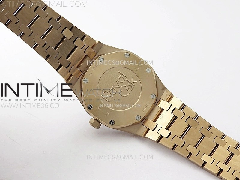 Lady Royal Oak 33mm 67651 RG ZF 1:1 Best Edition Brown Textured Dial on RG Bracelet RONDA Quartz