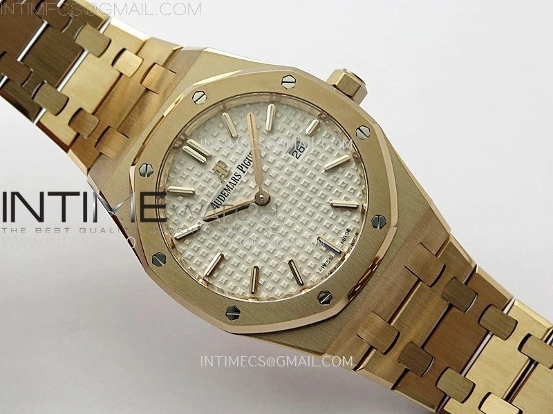 Lady Royal Oak 33mm 67651 RG ZF 1:1 Best Edition White Textured Dial on RG Bracelet RONDA Quartz