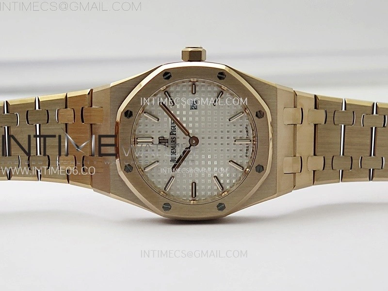 Lady Royal Oak 33mm 67651 RG ZF 1:1 Best Edition White Textured Dial on RG Bracelet RONDA Quartz