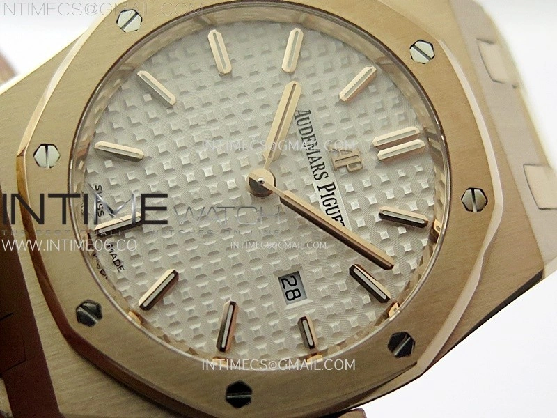 Lady Royal Oak 33mm 67651 RG ZF 1:1 Best Edition White Textured Dial on RG Bracelet RONDA Quartz