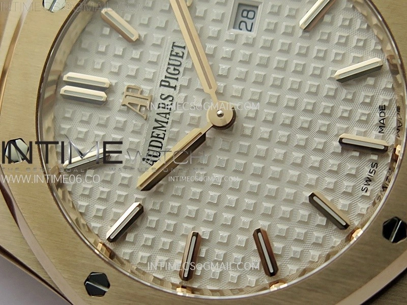Lady Royal Oak 33mm 67651 RG ZF 1:1 Best Edition White Textured Dial on RG Bracelet RONDA Quartz