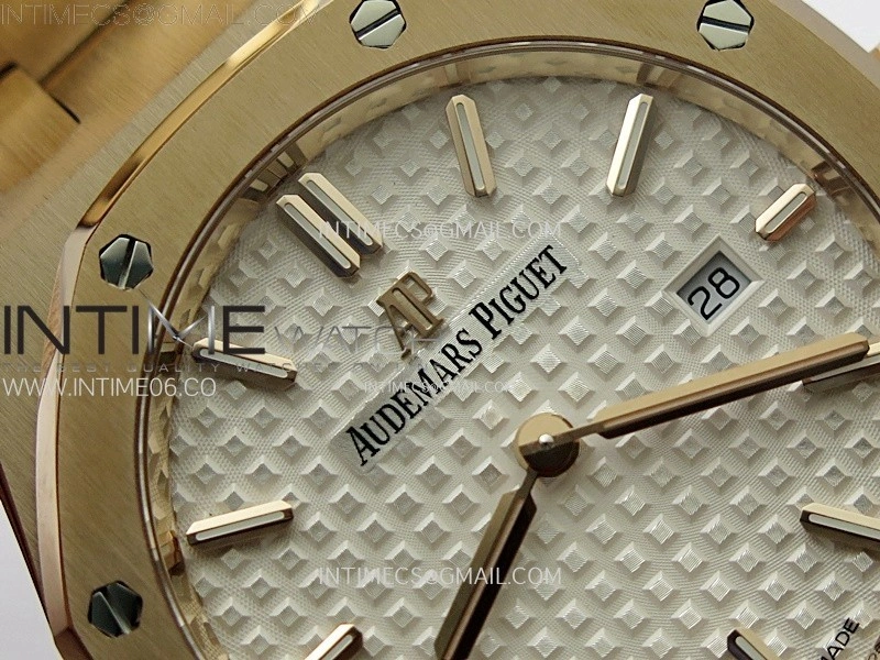 Lady Royal Oak 33mm 67651 RG ZF 1:1 Best Edition White Textured Dial on RG Bracelet RONDA Quartz