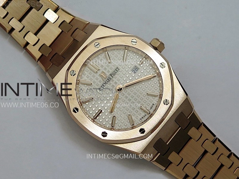 Lady Royal Oak 33mm 67651 RG ZF 1:1 Best Edition White Textured Dial on RG Bracelet RONDA Quartz