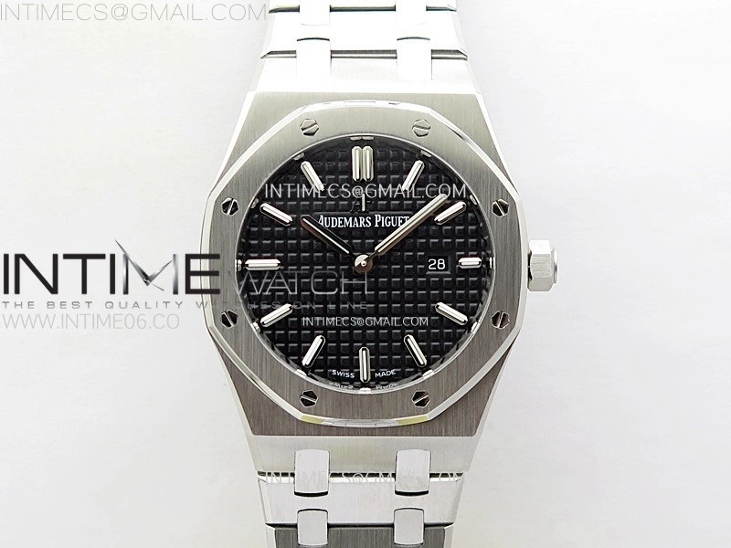Lady Royal Oak 33mm 67651 SS ZF 1:1 Best Edition Black Textured Dial on SS Bracelet RONDA Quartz