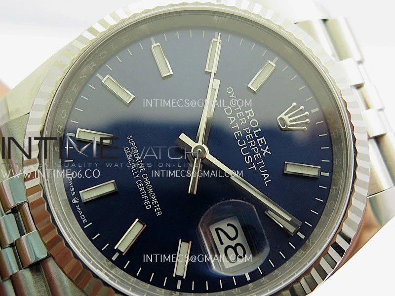 DateJust 36mm 126234 904L SS VF 1:1 Best Edition Blue Dial Stick Markers On Jubilee Bracelet DD3235