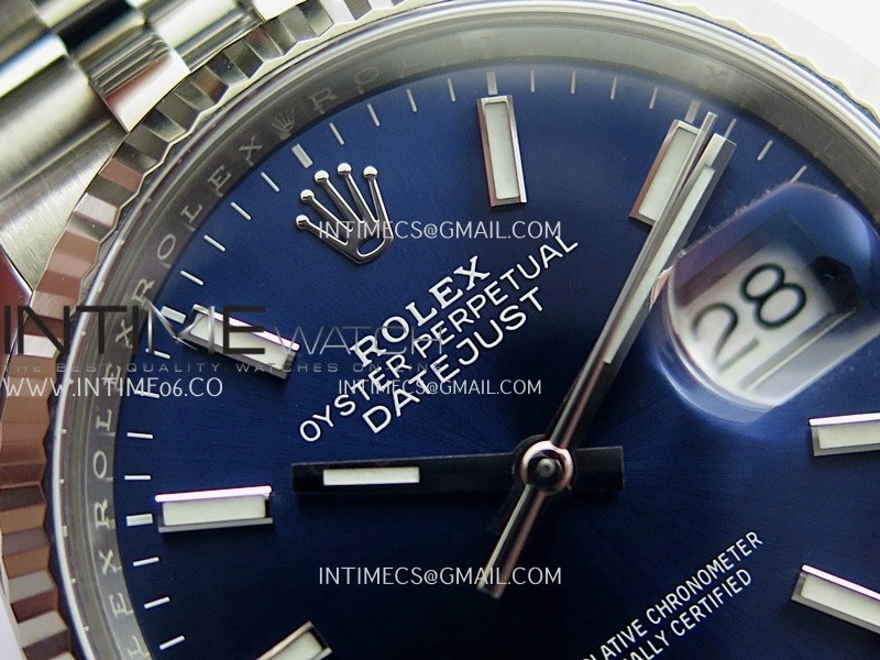 DateJust 36mm 126234 904L SS VF 1:1 Best Edition Blue Dial Stick Markers On Jubilee Bracelet DD3235