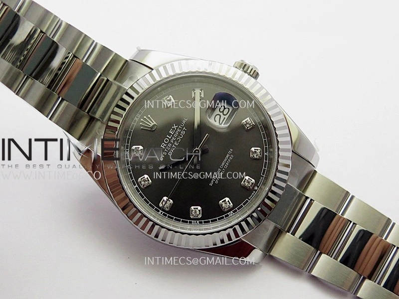 DateJust 41 126334 904L SS VF 1:1 Best Edition Gray Dial Diamond Marker On Oyster Bracelet DD3235