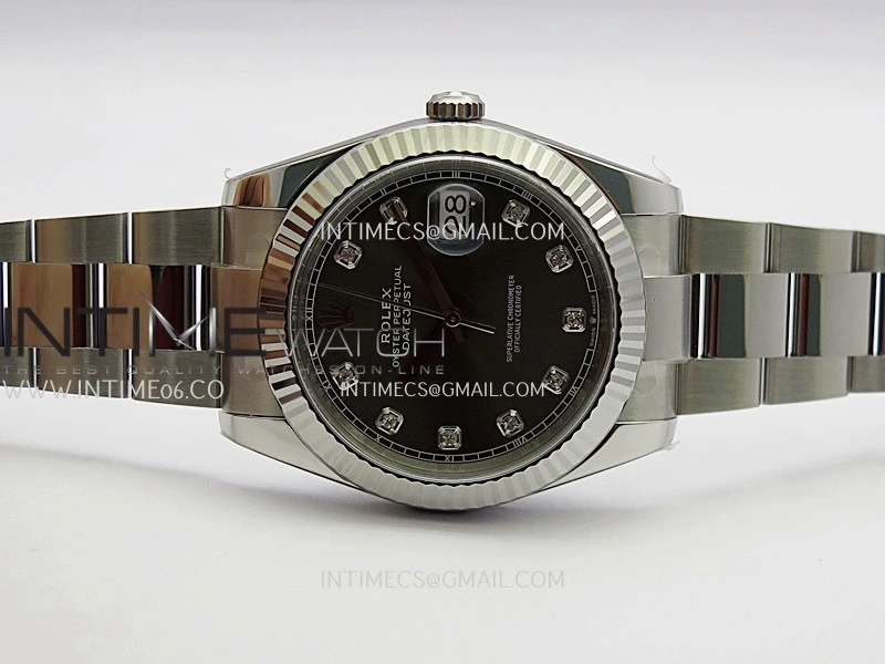 DateJust 41 126334 904L SS VF 1:1 Best Edition Gray Dial Diamond Marker On Oyster Bracelet DD3235