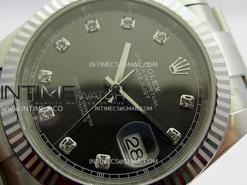 DateJust 41 126334 904L SS VF 1:1 Best Edition Gray Dial Diamond Marker On Oyster Bracelet DD3235