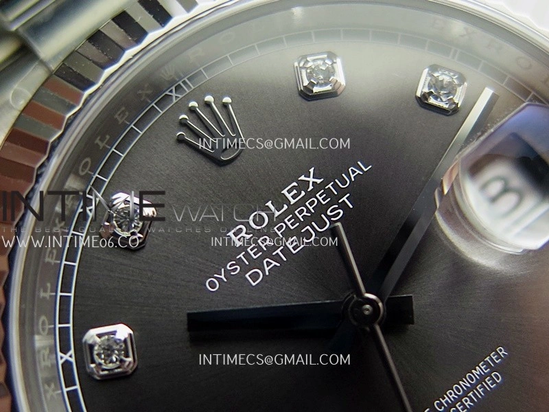 DateJust 41 126334 904L SS VF 1:1 Best Edition Gray Dial Diamond Marker On Oyster Bracelet DD3235