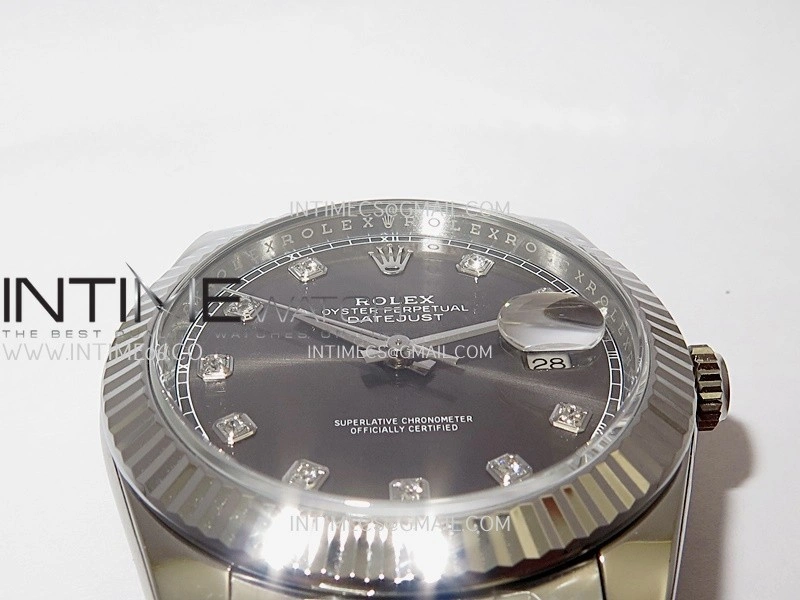 DateJust 41 126334 904L SS VF 1:1 Best Edition Gray Dial Diamond Marker On Oyster Bracelet DD3235