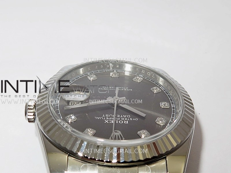 DateJust 41 126334 904L SS VF 1:1 Best Edition Gray Dial Diamond Marker On Oyster Bracelet DD3235