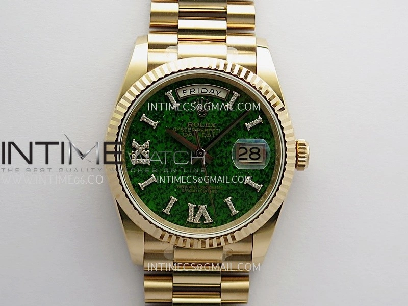 Daydate 128235 36mm RG QHF Best Edition Green Aventurine Dial On RG President Bracelet A2834