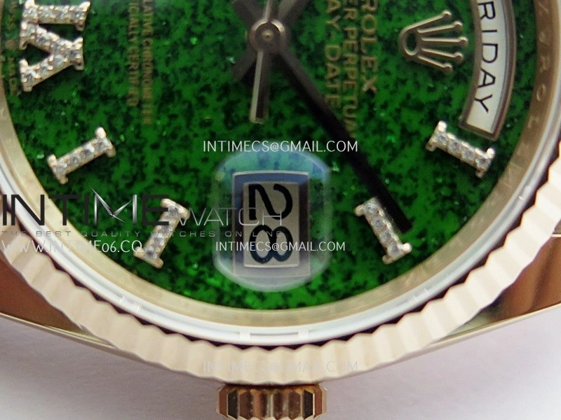 Daydate 128235 36mm RG QHF Best Edition Green Aventurine Dial On RG President Bracelet A2834