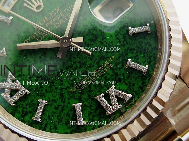 Daydate 128235 36mm RG QHF Best Edition Green Aventurine Dial On RG President Bracelet A2834