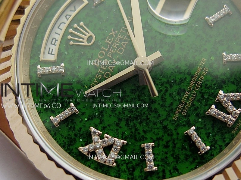 Daydate 128235 36mm RG QHF Best Edition Green Aventurine Dial On RG President Bracelet A2834