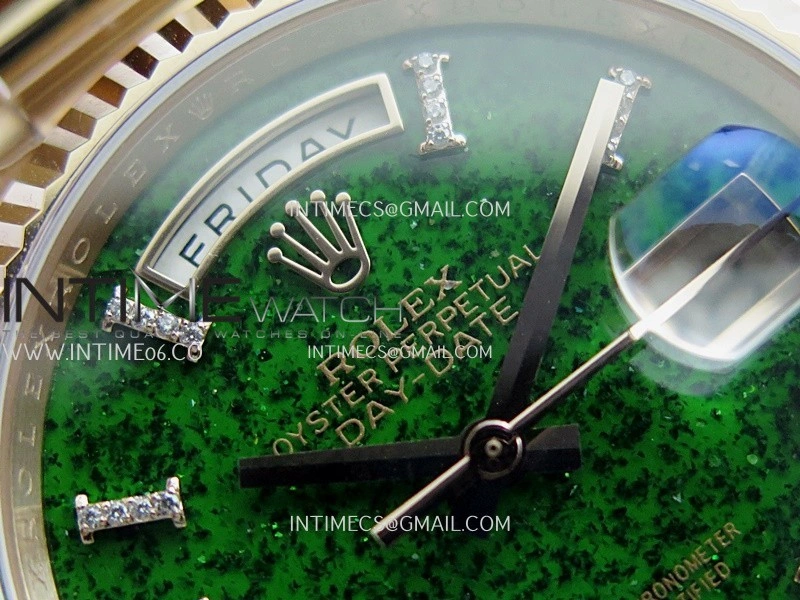 Daydate 128235 36mm RG QHF Best Edition Green Aventurine Dial On RG President Bracelet A2834